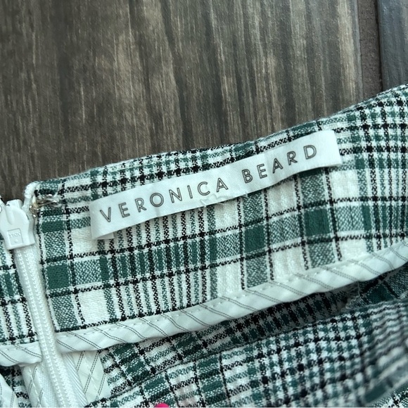 Veronica Beard Honolulu Plaid High Waisted Ankle Cropped Pants Green White Sz 2 - Picture 6 of 8